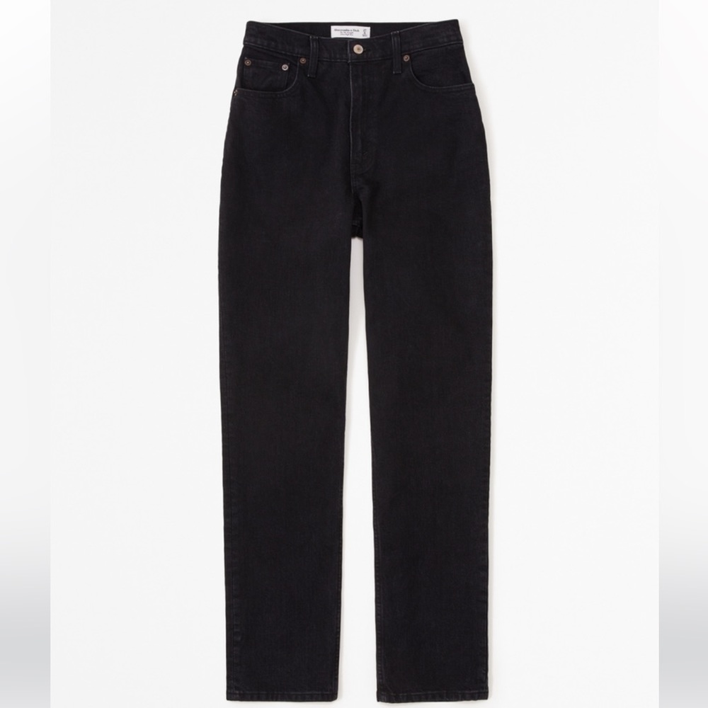 Abercrombie & Fitch High-Rise Straight Jeans in Black